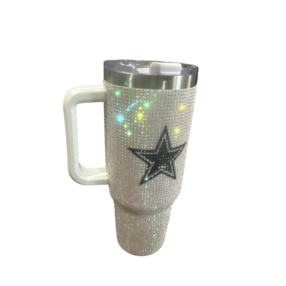 Dallas Cowboys Rhinestone Bling 40oz Tumbler Stainless Steel Insulated Mug - Picture 3 of 6